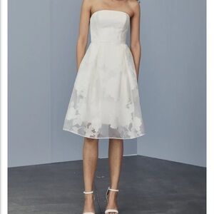 Amsale flora fit and flare strapless dress.